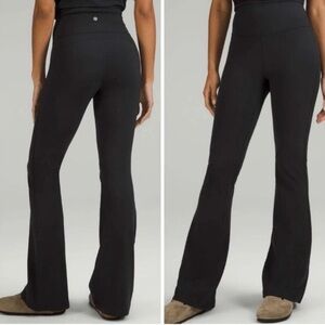 Lululemon Flared Leggings Pant Size 10 Black Groove Super High Rise Nulu 33"